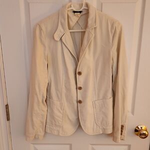 Women's J.Crew Cream Blazer 100% Cotton Velvety Soft